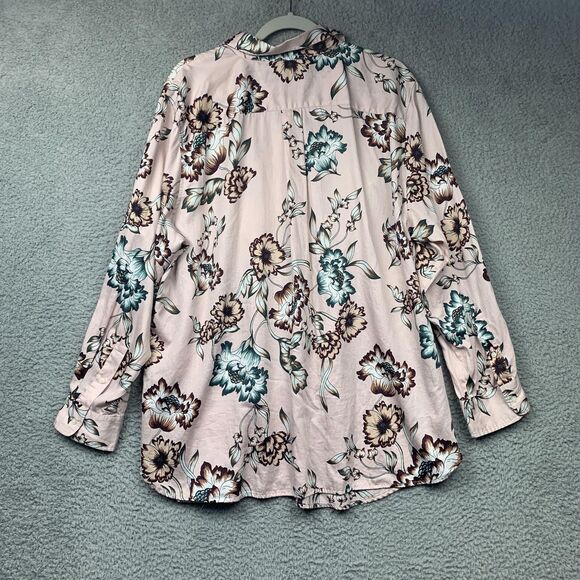 Lauren Ralph Lauren Shirt Womens 3X Pink Floral Button Front Long Sleeve Plus - Picture 8 of 15